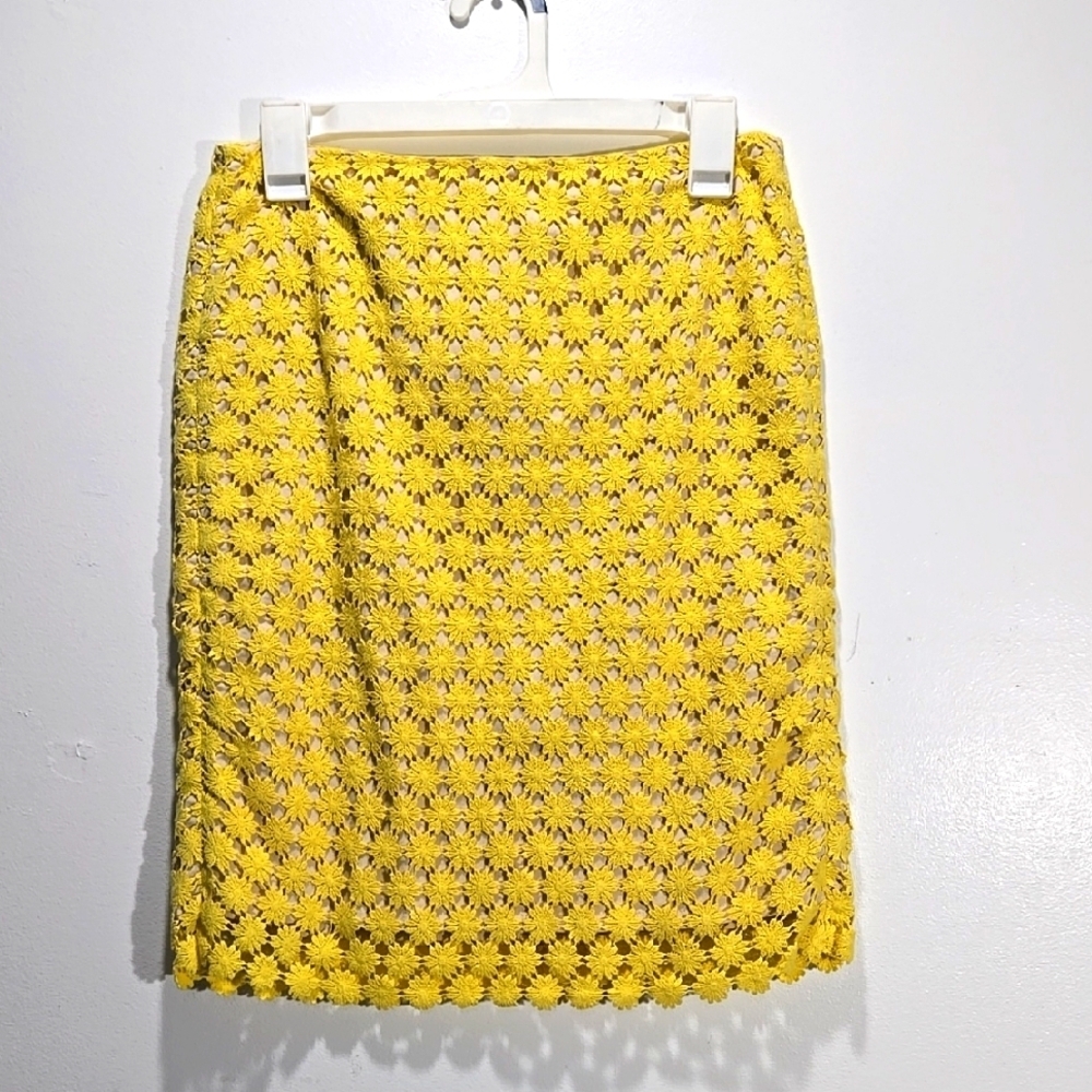 Talbots Yellow Flower Lace Skirt 2